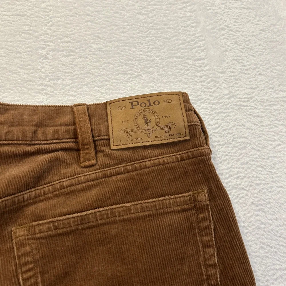 Polo Ralph Lauren Varick Slim Straight Corduroy Pants Mens 36/34 Brown Stretch